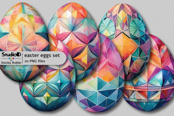 Download Watercolor Eggs Clipart Set - Geometric - Watercolor eggs Collection