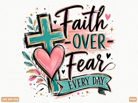 Download Faith over Fear Every Day Christian PNG - Premium Bundle