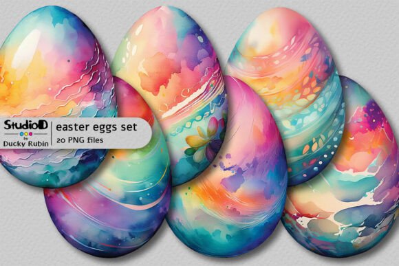 Download Colorful Watercolor Eggs Clipart Set - Premium Resources