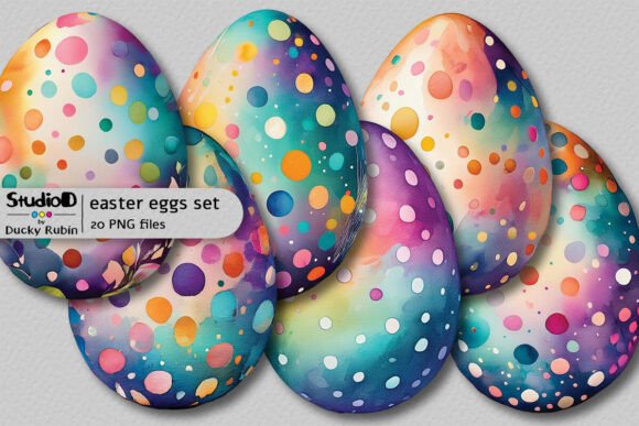 Download Dotted Watercolor Eggs Clipart Set - Watercolor eggs Collection